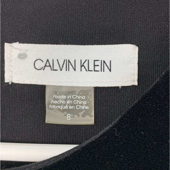 Calvin Klein Black Velvet Dress With Embellished Pouf Sleeves Holiday Size 8 NWT - Picture 3 of 12